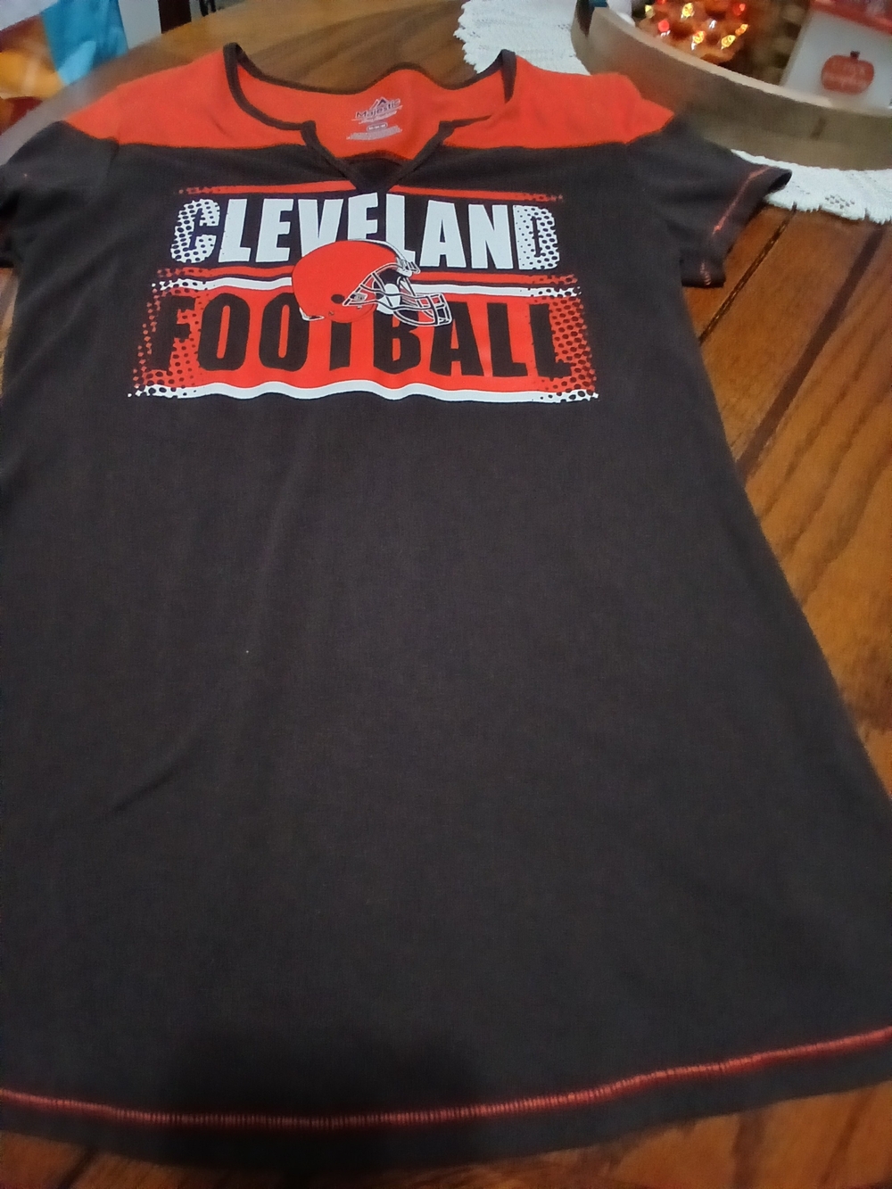 Majestic Cleveland Football Short Sleeve Tee - Brown & Orange